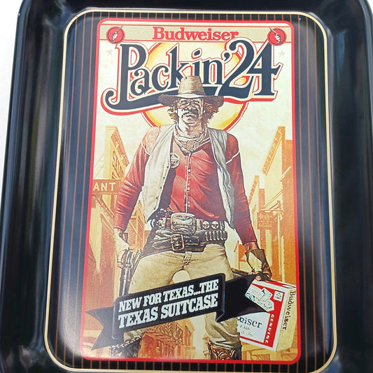 1997 ADVERTISING BUDWEISER PACK IN '24 TEXAS SUITCASE SERVING TRAY    LF0