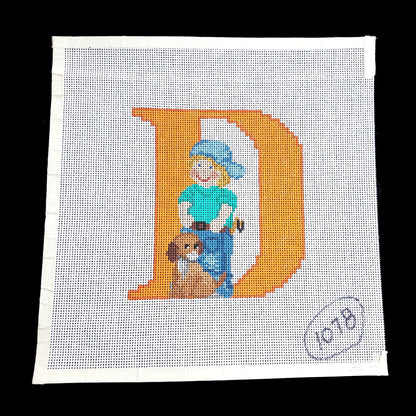 NEEDLEPOINT CANVAS:  CHILD'S THEME LETTER "D"  BM1
