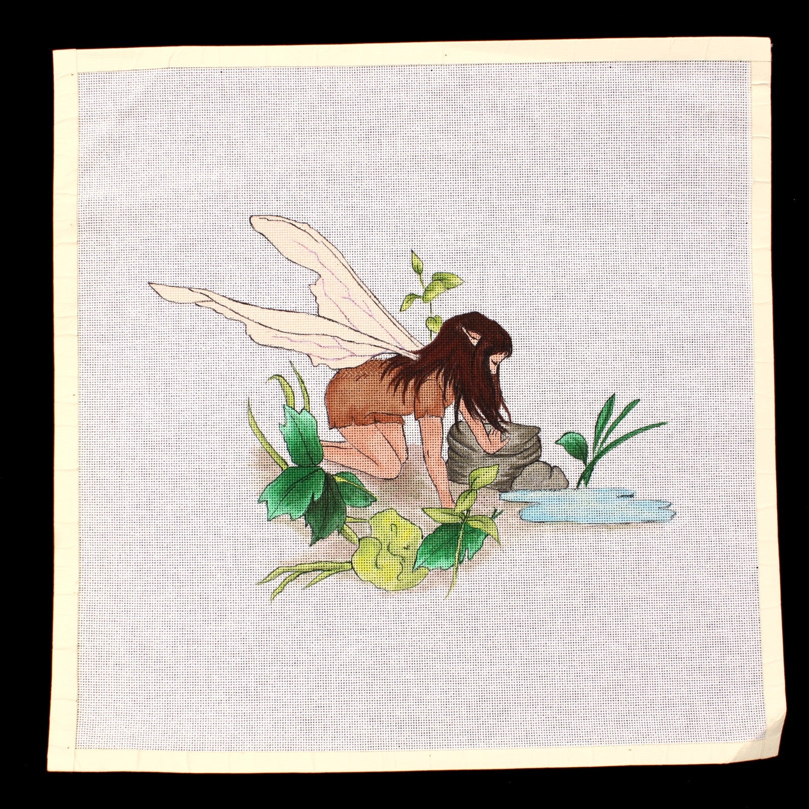 HAND PAINTED NEEDLEPOINT CANVAS:  WATER NYMPH  PIXIE    BM1