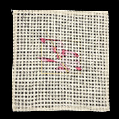 JULIE HP NEEDLEPOINT CANVAS:  PINK RIBBON MAKE COASTER, PILLOW INSERT     BM1
