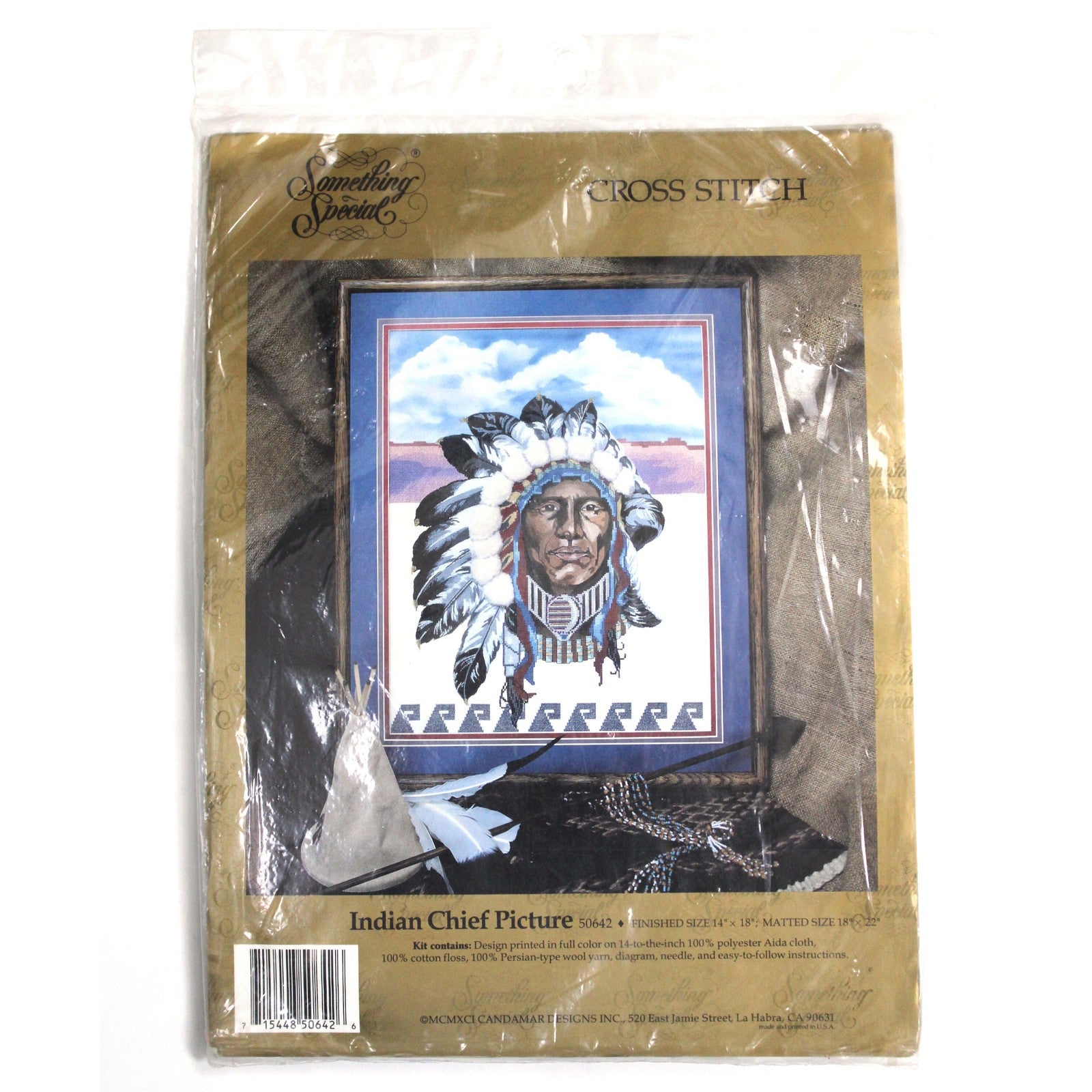 SOMETHING SPECIAL STAMPED CROSS STITCH KIT:  INDIAN CHIEF  BM0