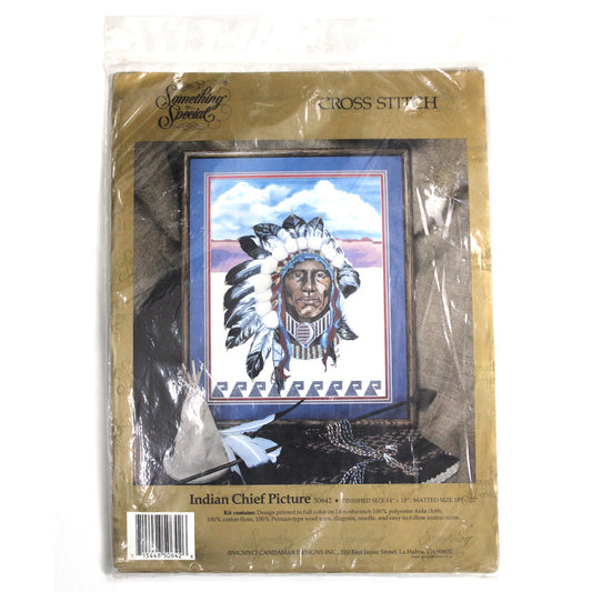 SOMETHING SPECIAL STAMPED CROSS STITCH KIT:  INDIAN CHIEF  BM0