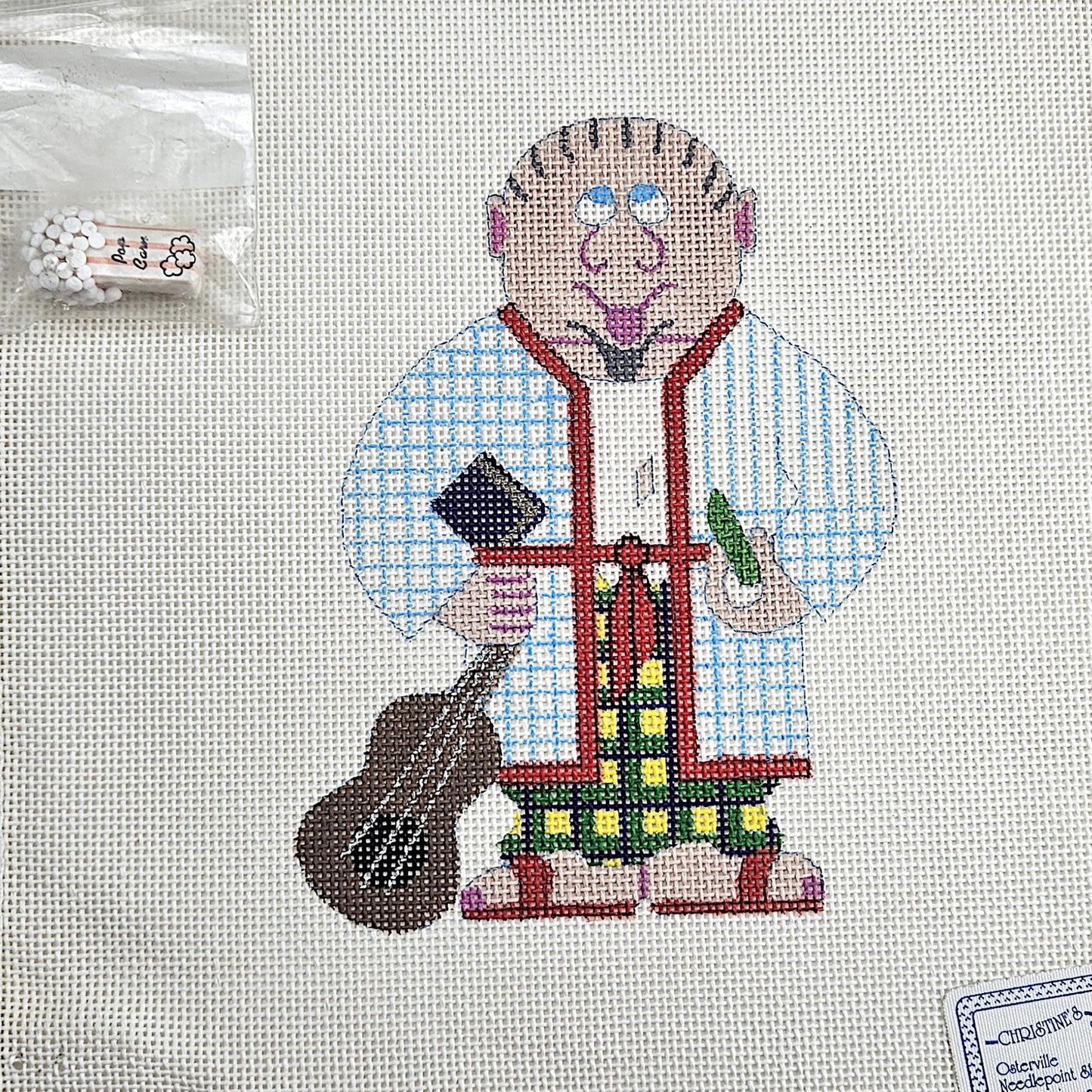 VINTAGE WHIMSICAL BEAU GESTE HP NEEDLEPOINT CANVAS:  GERSHON KINGSLEY?   BM0