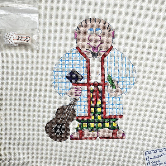 VINTAGE WHIMSICAL BEAU GESTE HP NEEDLEPOINT CANVAS:  GERSHON KINGSLEY?   BM0