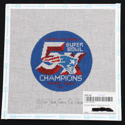 KEEP YOUR PANTS ON HP NEEDLEPOINT CANVAS: PATRIOTS 5X CHAMPIONS ORNAMENT     BM1