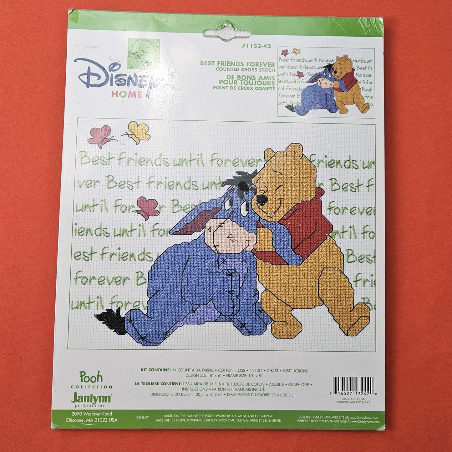 JANLYNN CROSS STITCH KIT:  WINNIE THE POOH, EEYORE BEST FRIENDS FOREVER    BM0