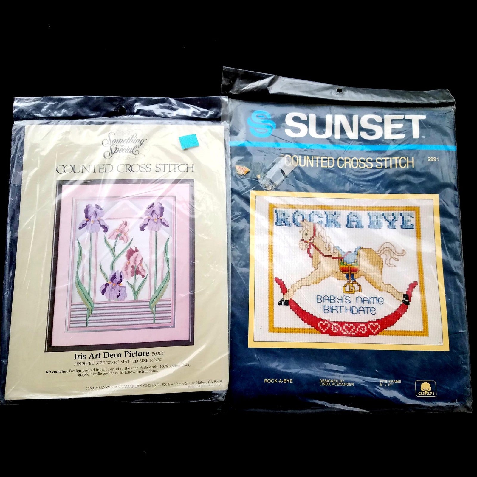 6 COUNTED CROSS STITCH KIT LOT:  FLOWER, BABY, FAMILY, LONGEVITY, DUCK THEME  BM3