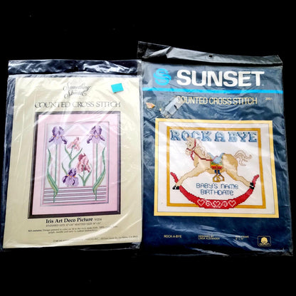 6 COUNTED CROSS STITCH KIT LOT:  FLOWER, BABY, FAMILY, LONGEVITY, DUCK THEME  BM3