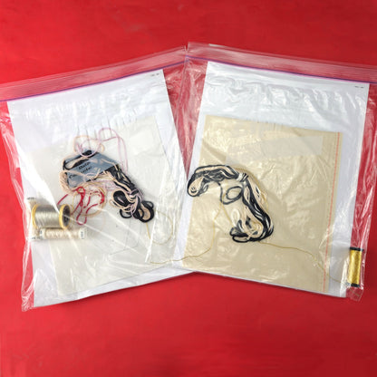 2 NEEDLEPOINT CANVAS, STITCH GUIDE, & THREADS:  KOKESHI DOLLS     BM1