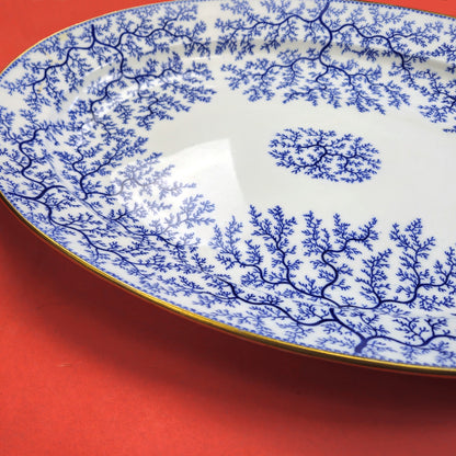 MINTON 1800s HAND PAINTED BLUE SEAWEED FIBRE PLATTER ENGLAND4