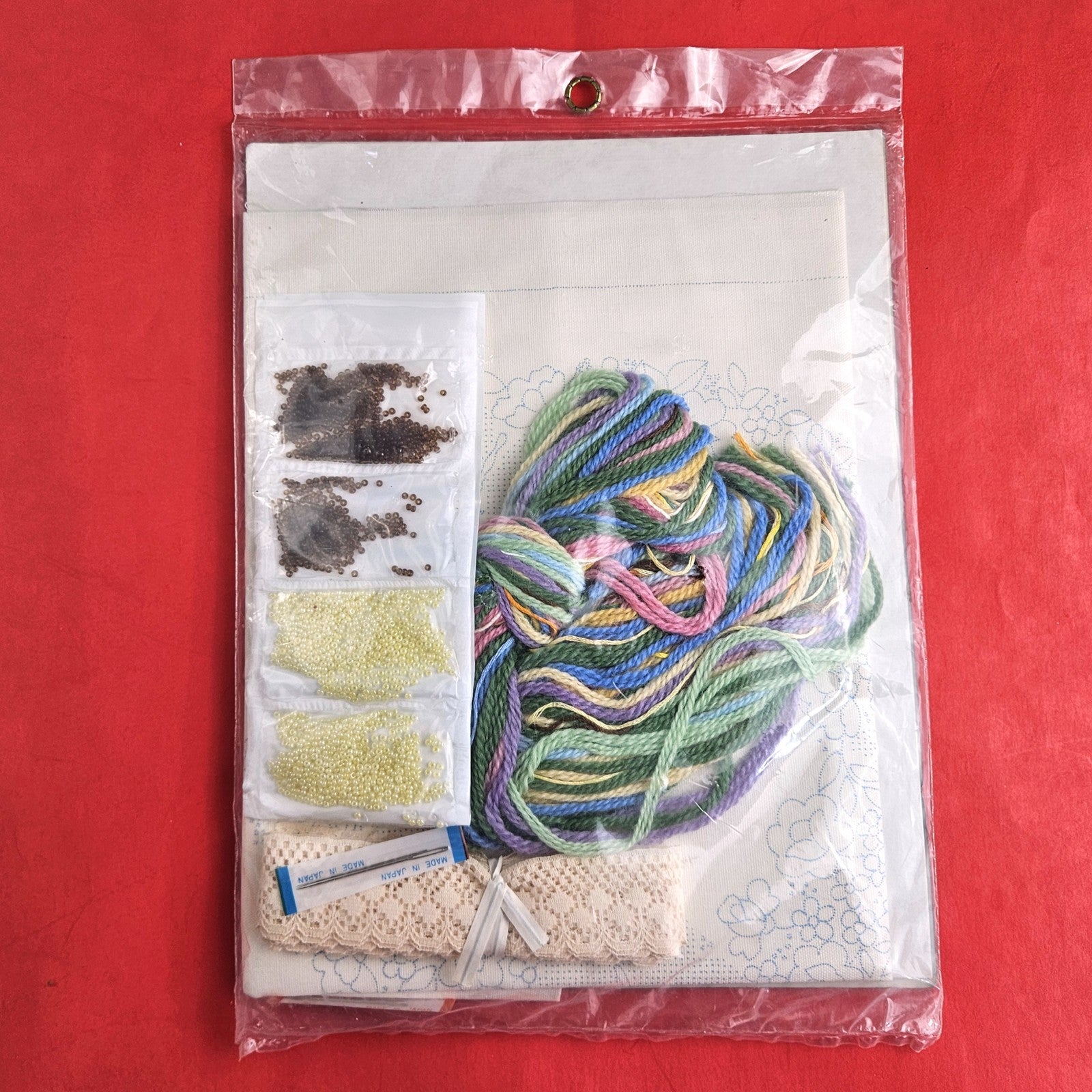 BUCILLA BEAD STAMPED EMBROIDERY KIT: BUTTERFLIES PILLOW   SL1
