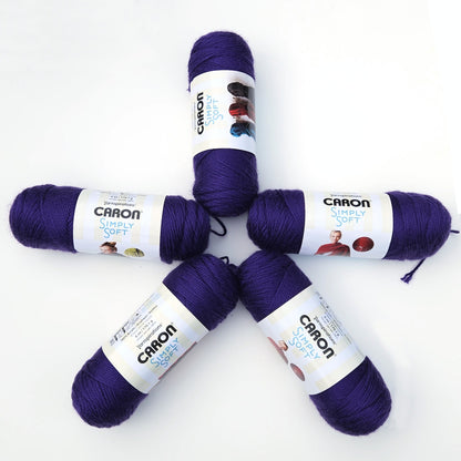 5 SKEINS CARON SIMPLY SOFT YARN:  PURPLE    SL0