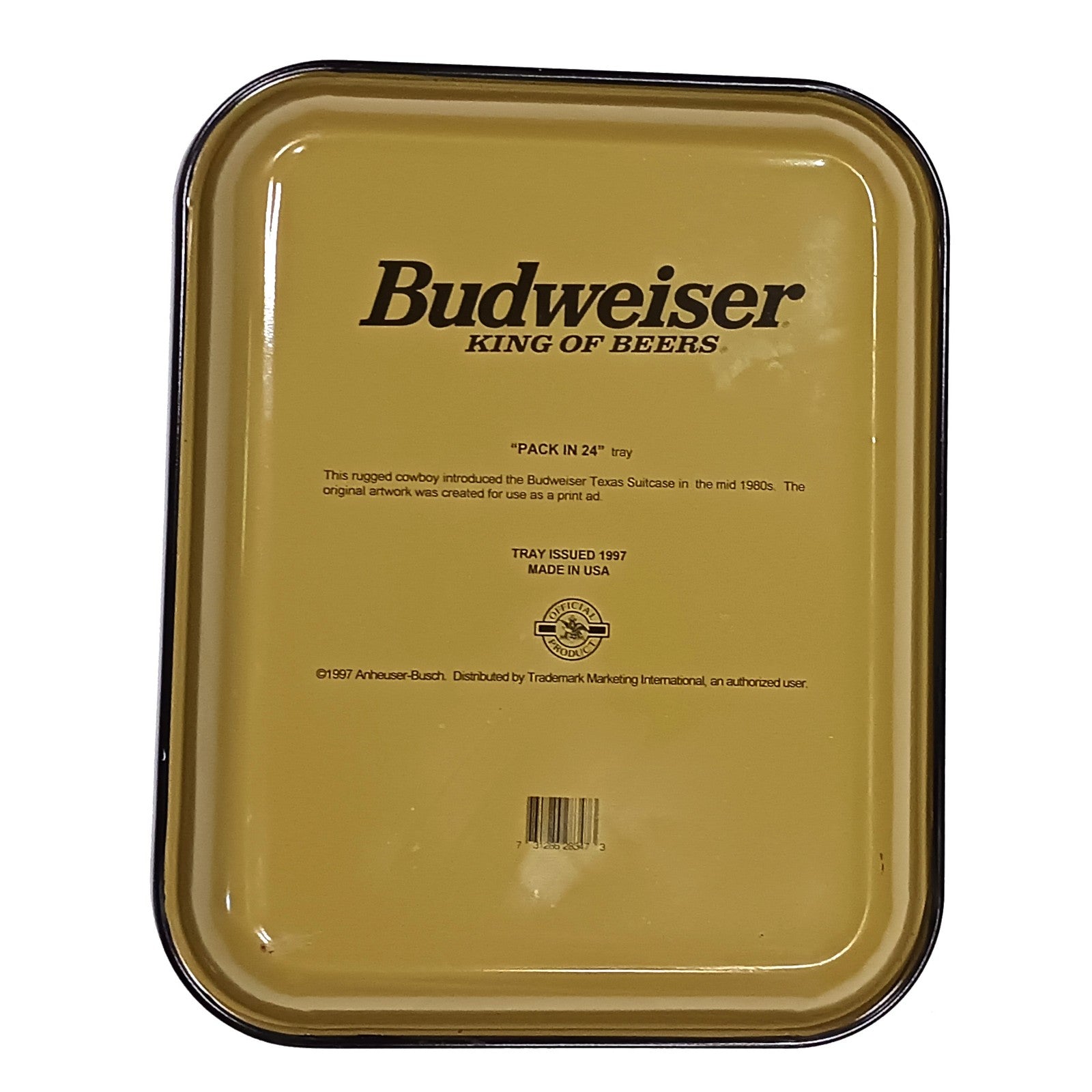 1997 ADVERTISING BUDWEISER PACK IN '24 TEXAS SUITCASE SERVING TRAY    LF2