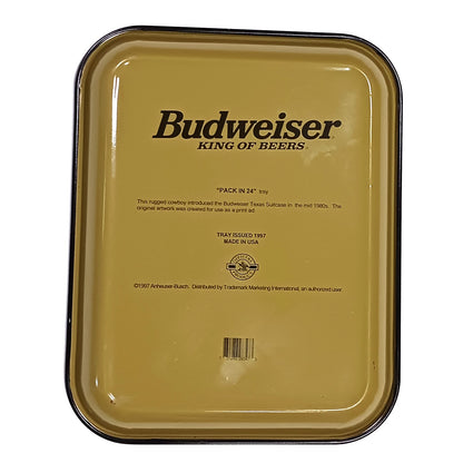 1997 ADVERTISING BUDWEISER PACK IN '24 TEXAS SUITCASE SERVING TRAY    LF2