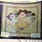 JINICE NEEDLEPOINT CANVAS. SG:  CHERRY BLOSSOM ON SANDSTONE FAN DRAWN DESIGN  BM0