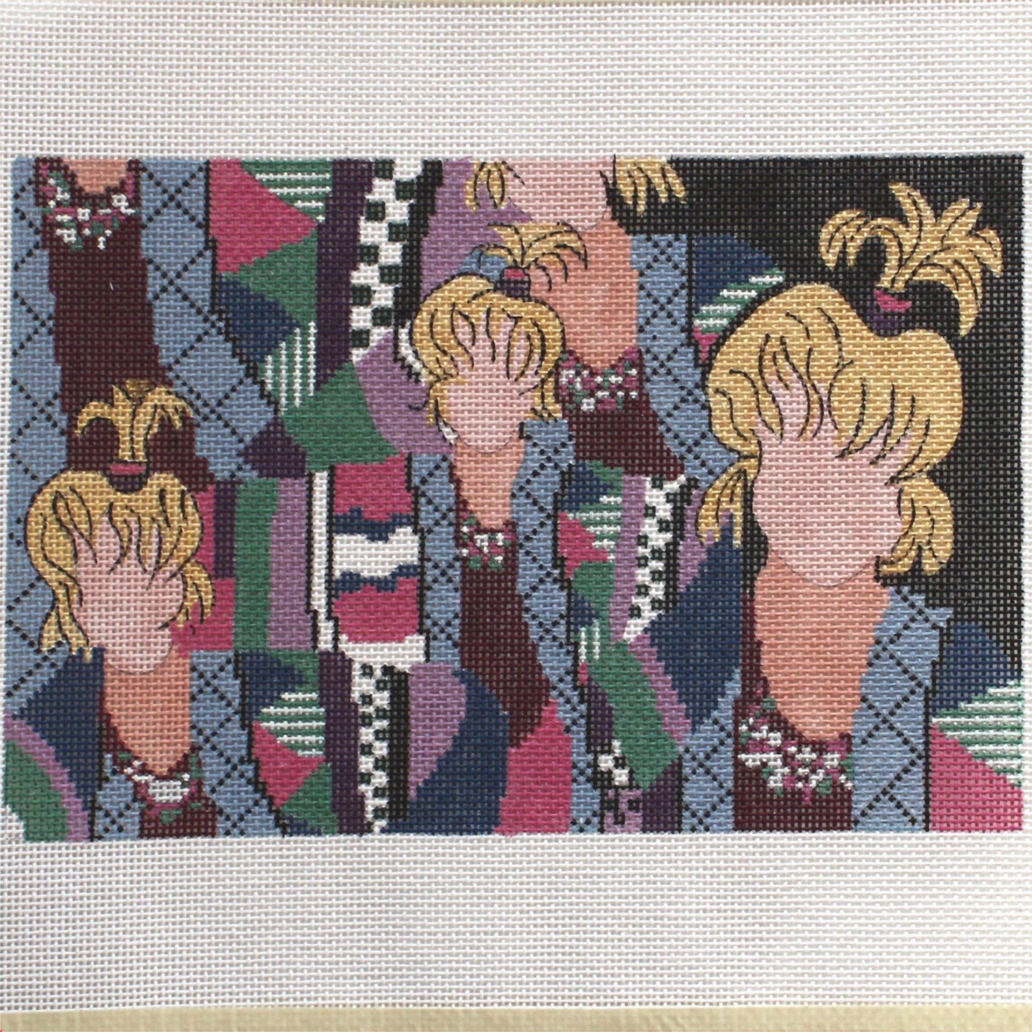 TS DESIGNS HAND PAINTED NEEDLEPOINT CANVAS: CROWD OF FACELESS WOMEN   BM0