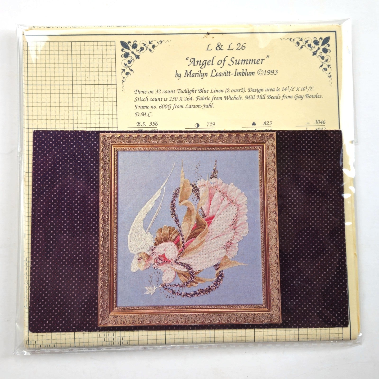LAVENDER & LACE VICTORIAN CROSS STITCH CHART:  ANGEL OF SUMMER   LF1