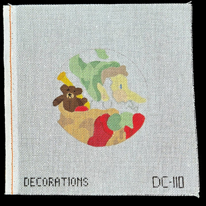 DECORATIONS NEEDLEPOINT CANVAS LOT: ORNAMENT CHRISTMAS ELF  GG1