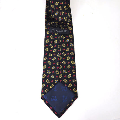 PREOWNED JOS.A.BANK MEN'S SILK TIE NECKTIE:  BLACK / GOLD/ RED PAISLEY1