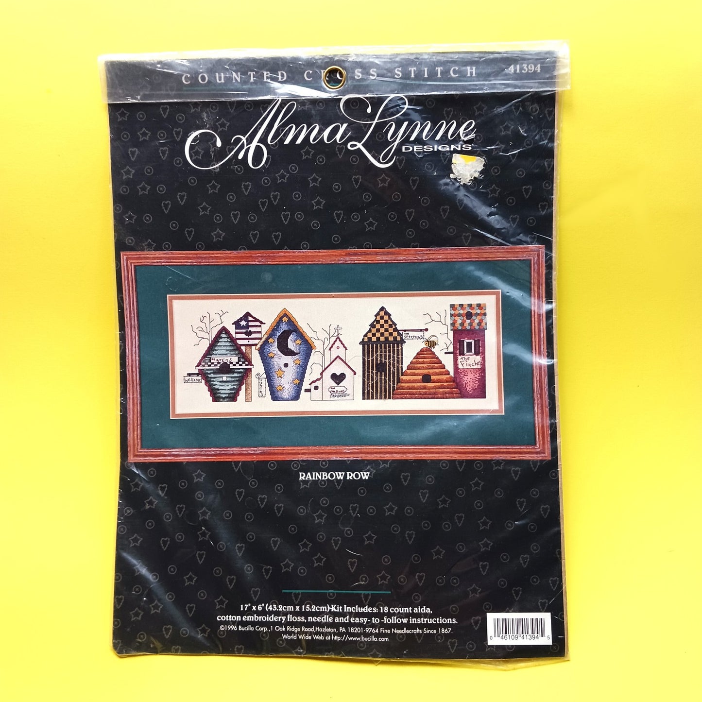 1996 ALMA LYNNE CROSS STITCH KIT:  RAINBOW ROW BIRDHOUSE   BM0