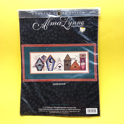 1996 ALMA LYNNE CROSS STITCH KIT:  RAINBOW ROW BIRDHOUSE   BM0