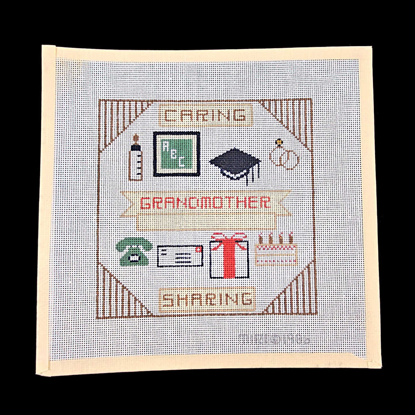VINTAGE OOAK 1986 MIRI HP NEEDLEPOINT CANVAS:  CELEBRATE YOUR GRANDMOTHER    BM1