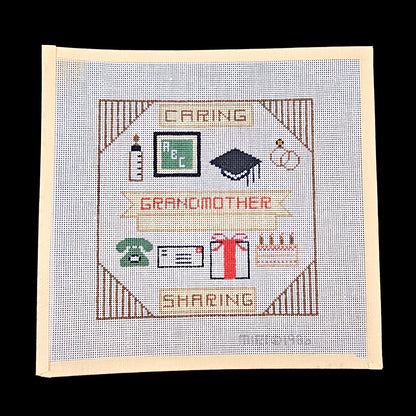 VINTAGE OOAK 1986 MIRI HP NEEDLEPOINT CANVAS:  CELEBRATE YOUR GRANDMOTHER    BM1