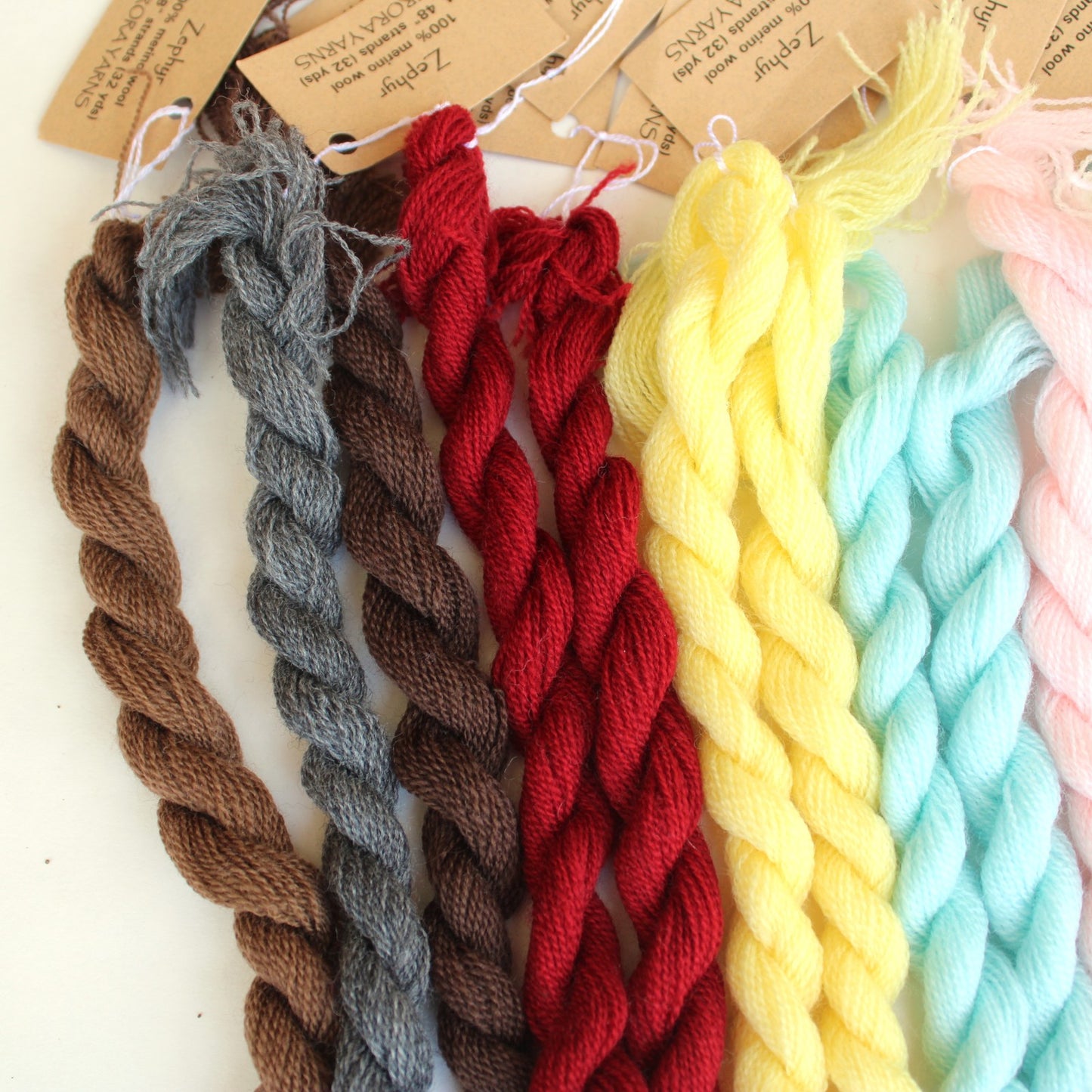 17 SKEINS AURORA YARNS ZEPHYR MERINO WOOL THREADS    BM1