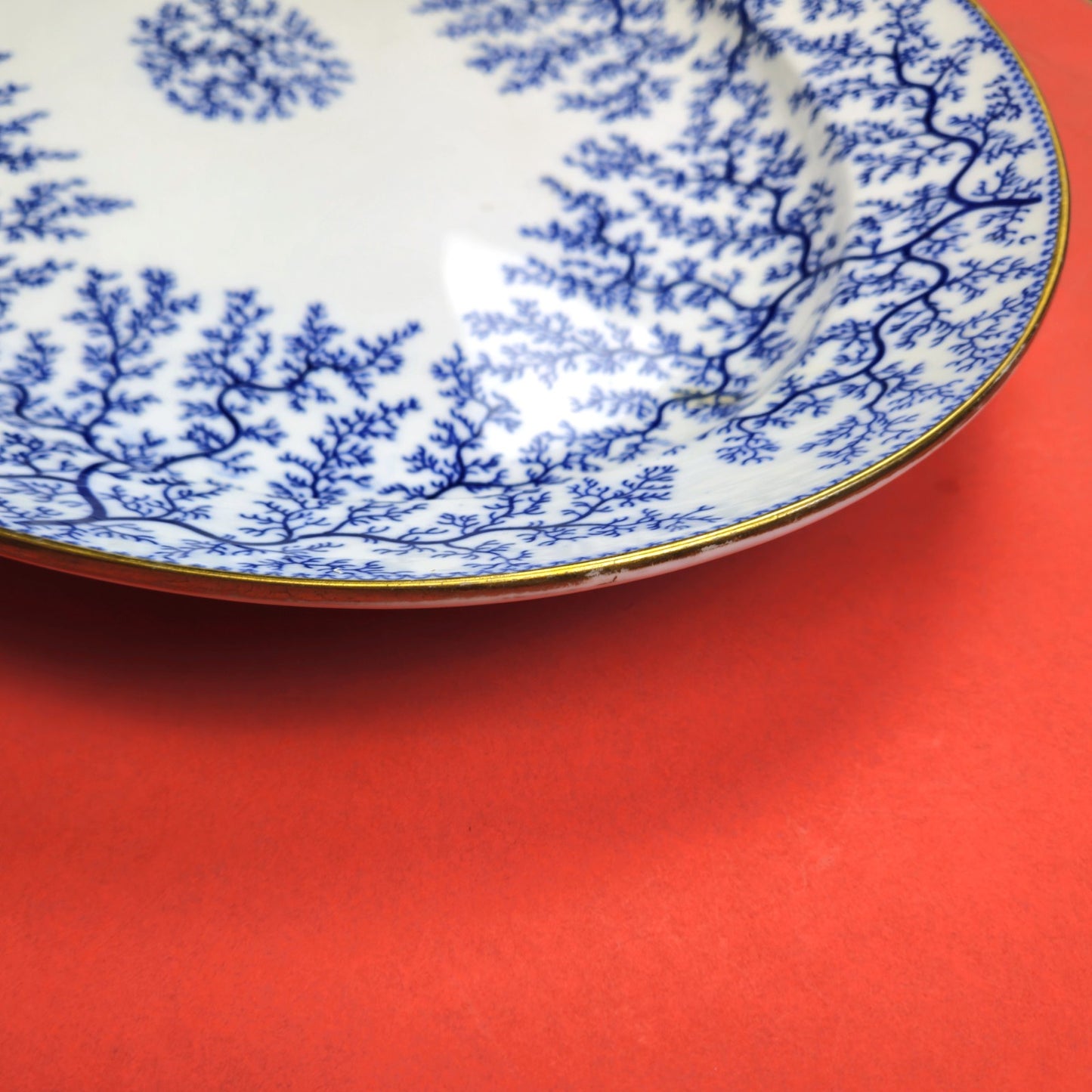 MINTON 1800s HAND PAINTED BLUE SEAWEED FIBRE PLATTER ENGLAND2