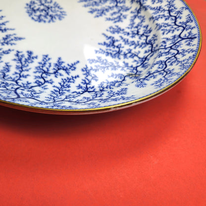MINTON 1800s HAND PAINTED BLUE SEAWEED FIBRE PLATTER ENGLAND2