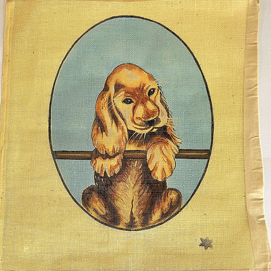 HAND PAINTED NEEDLEPOINT CANVAS:  COCKER SPANIEL PUPPY  BM0