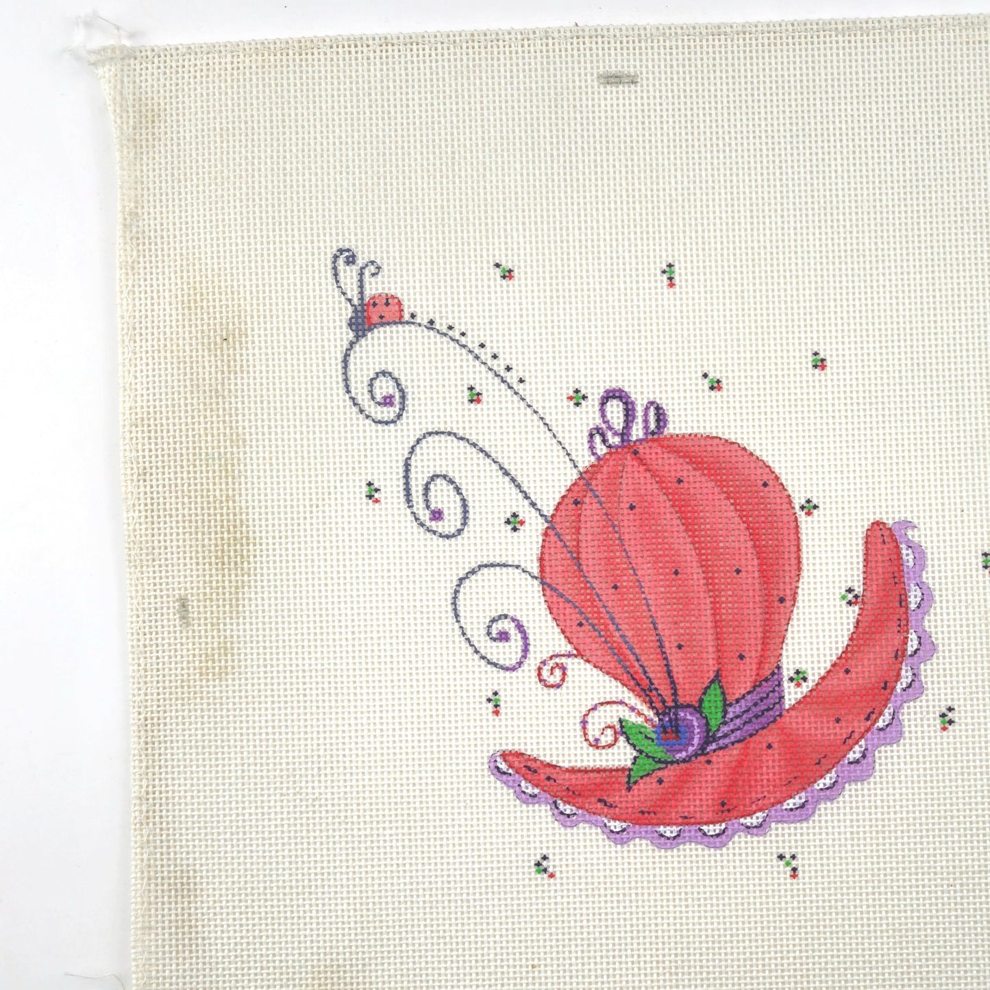 QUAIL RUN HAND PAINTED NEEDLEPOINT CANVAS:  RED HIGH HAT RH 101    BM2