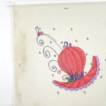 QUAIL RUN HAND PAINTED NEEDLEPOINT CANVAS:  RED HIGH HAT RH 101    BM2