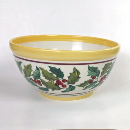 RETIRED LONGABERGER POTTERY:  CHRISTMAS AMERICAN HOLLY LG SERVING BOWL  NIB1