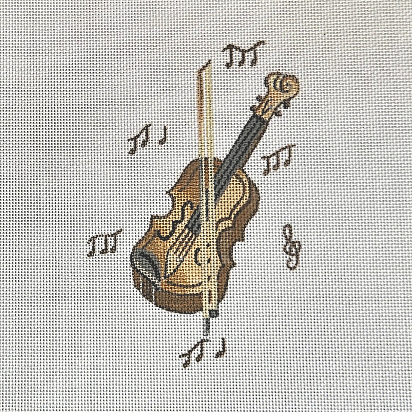 NEEDLEPOINT CANVAS:  VIOLIN MUSIC: JOURNAL BOOK COVER, PILLOW INSERT     BM0