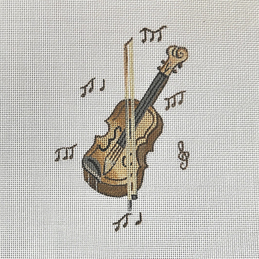 NEEDLEPOINT CANVAS:  VIOLIN MUSIC: JOURNAL BOOK COVER, PILLOW INSERT     BM0
