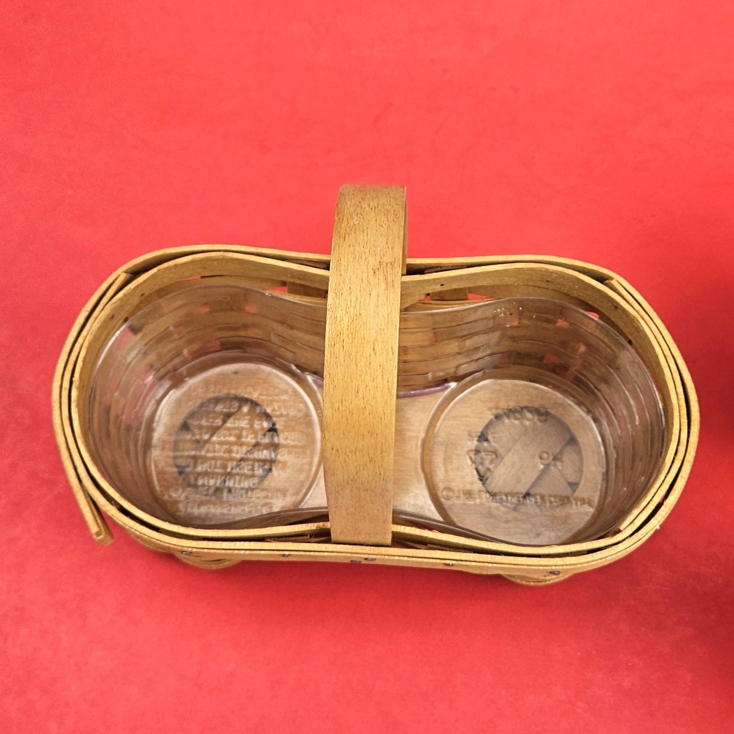 LONGABERGER SMALL BBQ BUDDY BASKET WITH 2 CONDIMENT CROCKS5