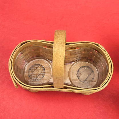 LONGABERGER SMALL BBQ BUDDY BASKET WITH 2 CONDIMENT CROCKS5