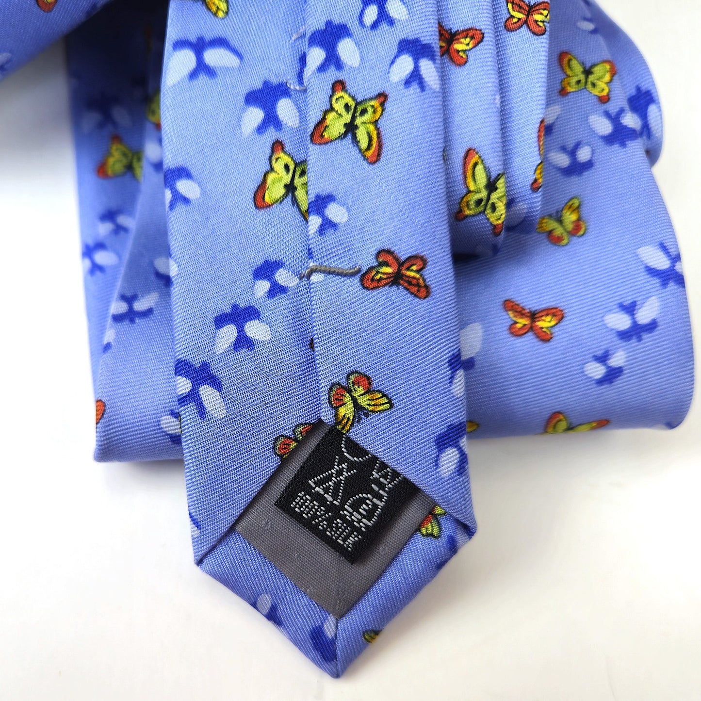 PREOWNED COMO HOUSE MEN'S SILK TIE NECKTIE 4 SPECIAL CHARITY:  BLUE BUTTERFLY3