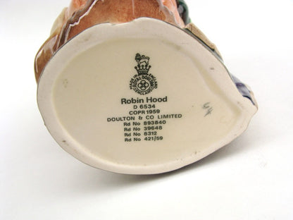 ROYAL DOULTON CHARACTER SMALL JUG: ROBIN HOOD D6534 STYLE 2  NO BOX      KM4