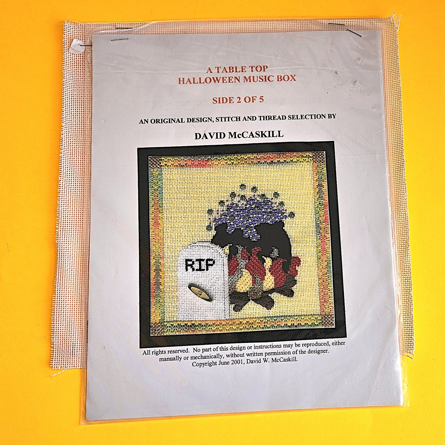 NEEDLEPOINT CANVAS, SG BY DAVID MCCASKILL: HALLOWEEN  RIP & CAULDRON SIDE 2 OF 50