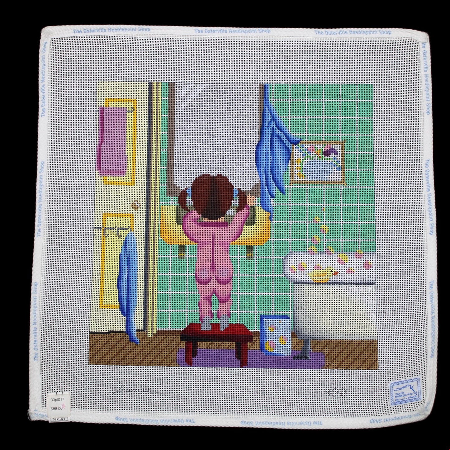 DANAE HAND PAINTED NEEDLEPOINT CANVAS:  BATHTIME BABY    BM1