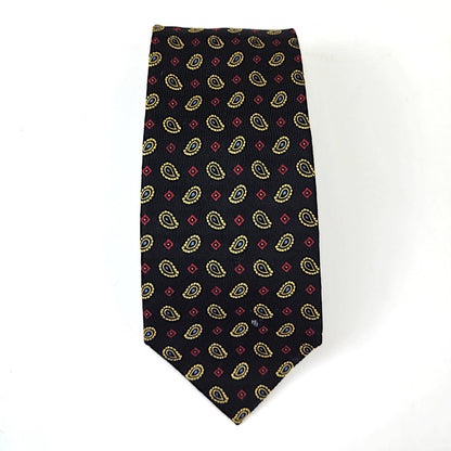 PREOWNED JOS.A.BANK MEN'S SILK TIE NECKTIE:  BLACK / GOLD/ RED PAISLEY0