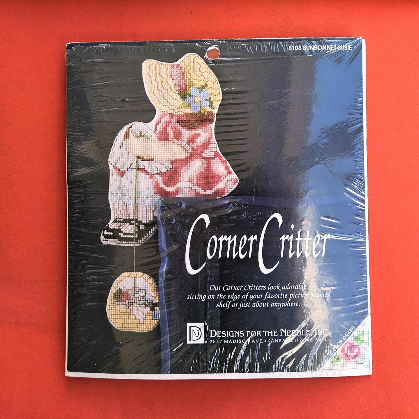 DESIGNS FOR THE NEEDLE CROSS STITCH KIT:  CORNER CRITTER SUNBONNET SUSIE   SL0