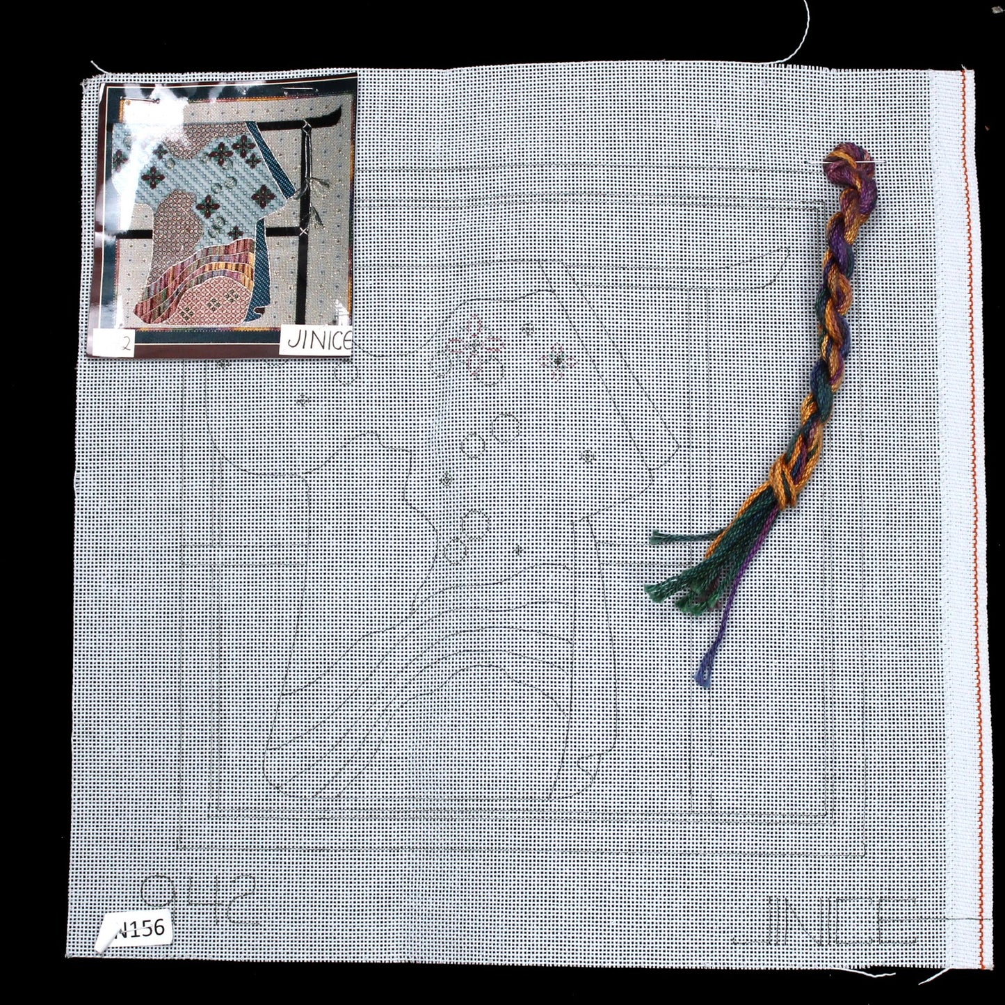 JINICE NEEDLEPOINT CANVAS:  KIMONO DRAWN DESIGN  BM1