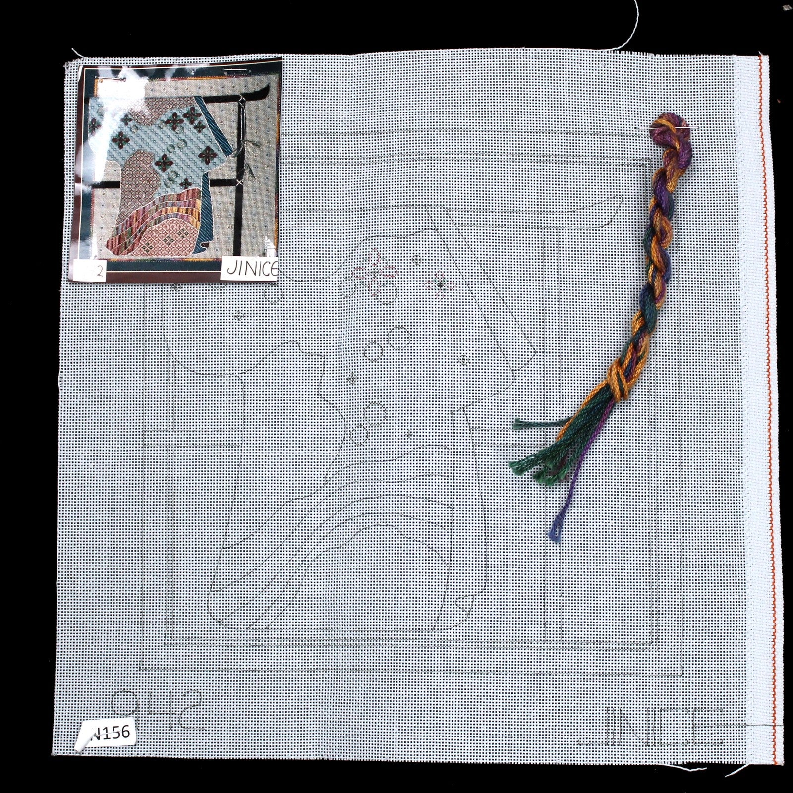 JINICE NEEDLEPOINT CANVAS:  KIMONO DRAWN DESIGN  BM1