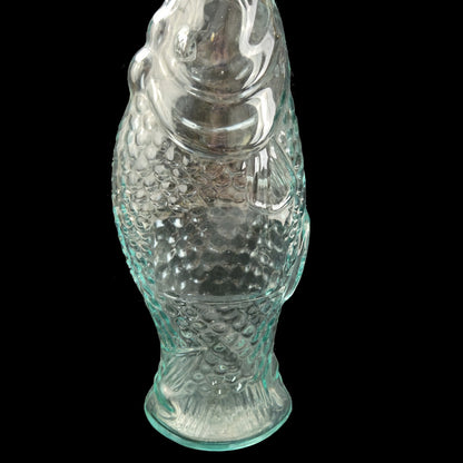 1970s ANTINORI CLEAR ICE BLUE FIGURAL GLASS FISH WINE BOTTLE1