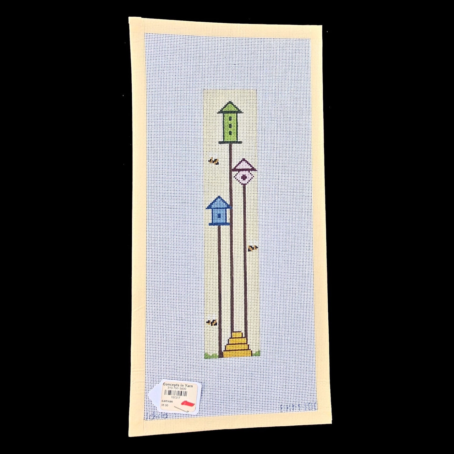 WHIMSICAL J. CHILD NEEDLEPOINT CANVAS:   BIRD HOUSES   BM1