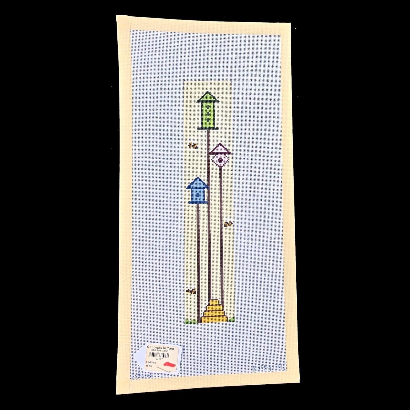 WHIMSICAL J. CHILD NEEDLEPOINT CANVAS:   BIRD HOUSES   BM1