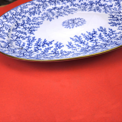 MINTON 1800s HAND PAINTED BLUE SEAWEED FIBRE PLATTER ENGLAND7